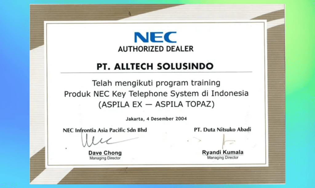 Sertifikat 1 — Hartono PT. ALLTECHS SOLUSINDO