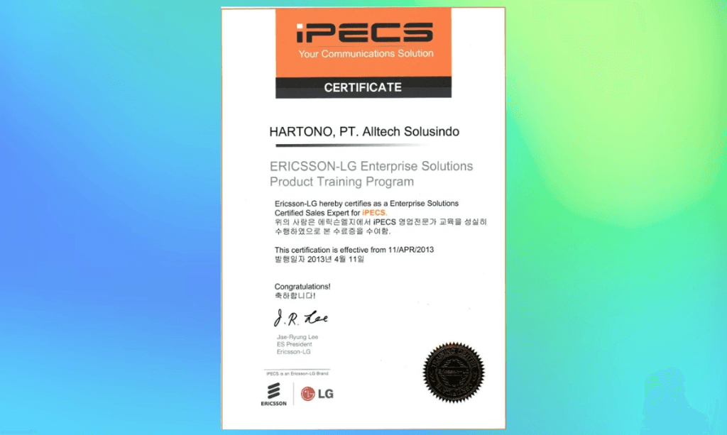 Sertifikat 2 — Hartono PT. ALLTECHS SOLUSINDO