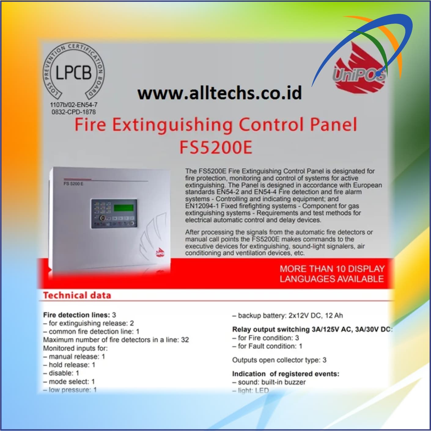 Fire Alarm-UniPos-Fire Extinguishing Control Panel-FS5200E